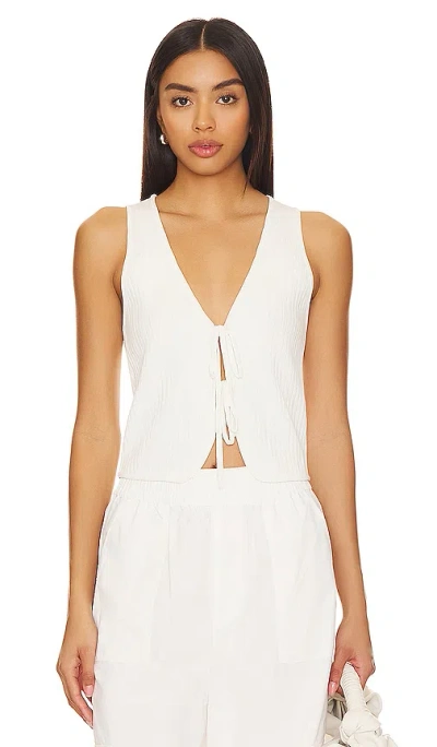 Show Me Your Mumu Time Out Tie Top In White Rib Knit