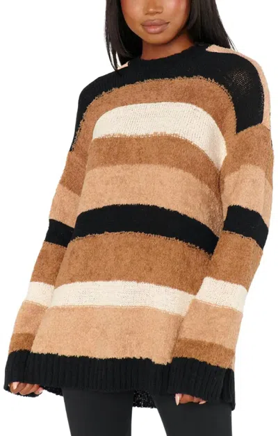 Show Me Your Mumu Timothy Sweater In Neutral Multi Stripe Knit