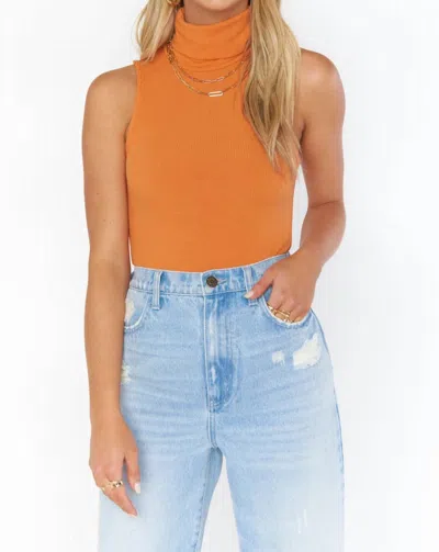 SHOW ME YOUR MUMU TURTLE BODYSUIT IN BURNT ORANGE RIB KNIT