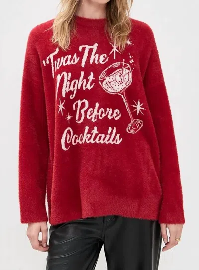 Show Me Your Mumu Twas The Night Knit Classic Crewneck Sweater In Red In Animal Print