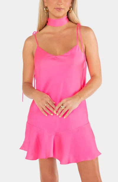 SHOW ME YOUR MUMU UPTOWN TIE DRESS IN VIVID PINK
