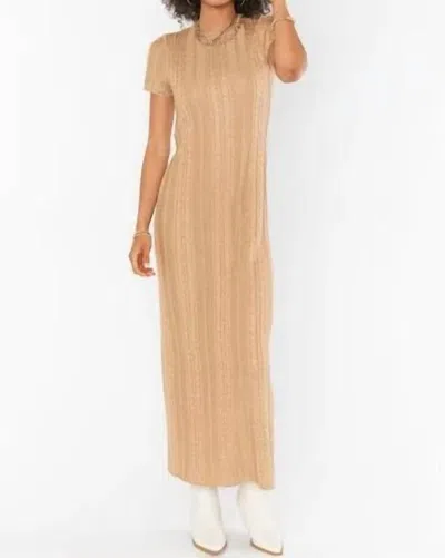 Show Me Your Mumu Valleta Midi Dress In Gold Shimmer Knit In Brown