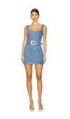 Show Me Your Mumu Vegas Mini Dress In Rhinestone Denim In Embellished Rhinestone Denim
