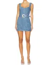 Show Me Your Mumu Vegas Mini Dress In Rhinestone Denim In Animal Print