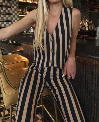Show Me Your Mumu Vicky Vest Top In Sepia Stripe In Multi