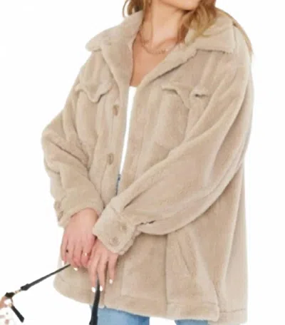 Show Me Your Mumu Whistler Shirt Jacket Taupe Faux Fur In Neutral