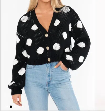 Show Me Your Mumu White Dot Cardi In Black