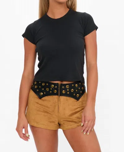 Show Me Your Mumu Wilson Micro Shorts In Sepia Faux Leather In Black