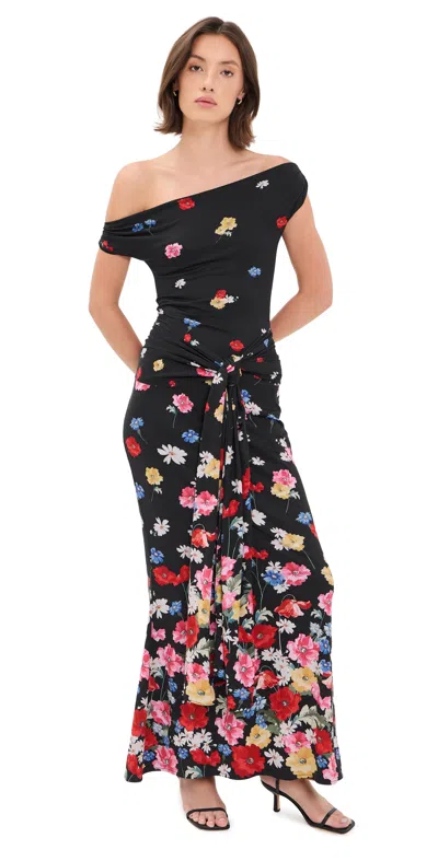 Show Me Your Mumu Winona Wrap Maxi Dress Falling Floral In Black