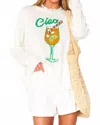 Show Me Your Mumu Woodsy Sweater In Ciao Cocktail Graphic Knit In White