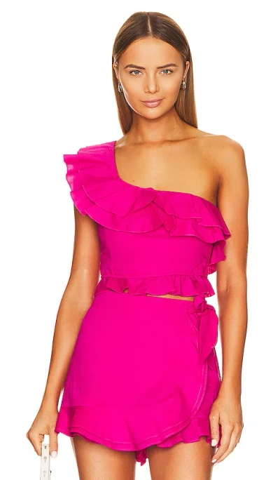 Show Me Your Mumu X Revolve Leni Ruffle Top In Hot Pink