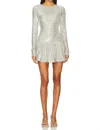 Show Me Your Mumu Zelda Mini Dress In Platinum Sequins In Multi
