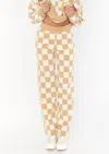 Show Me Your Mumu Zermatt Sweater Pants In Tan Checker Knit In Brown