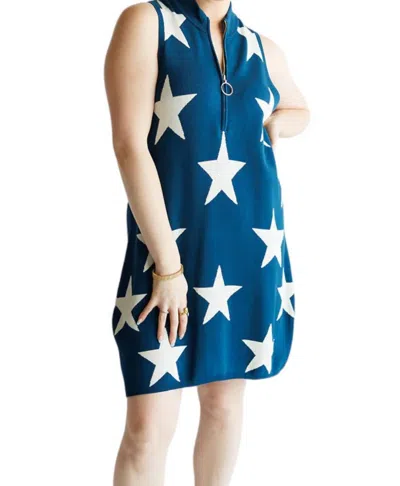 Show Me Your Mumu Zoe Zip Dress In Navy Stars Knit In Blue