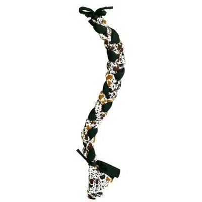 Showman Braid-in Lycra Horses Tail Bag In Cow Print In Black