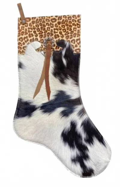 Showman Cowhide Christmas Cheetah Cuff Stocking In Black White