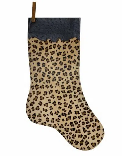 Showman Cowhide Christmas Ostrich Cuff Stocking In Cheetah