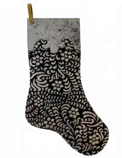 Showman Glitter Cowhide Christmas Stocking In Rainbow Metallic