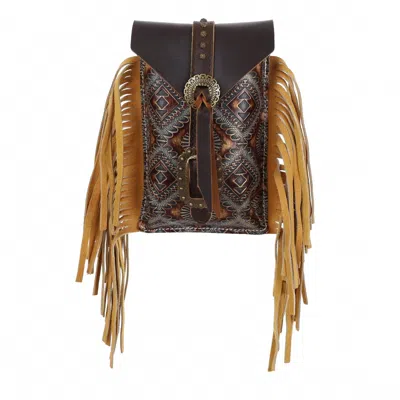 Showman Women's Cowboy Carving Rear Cinch Bag In Dark Brown