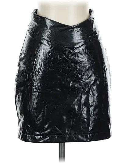 Pre-owned Showpo Faux Leather Skirt In Black
