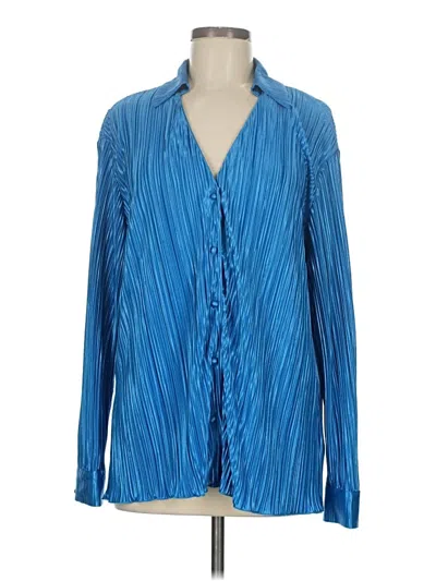 Pre-owned Showpo Long Sleeve Blouse In Blue