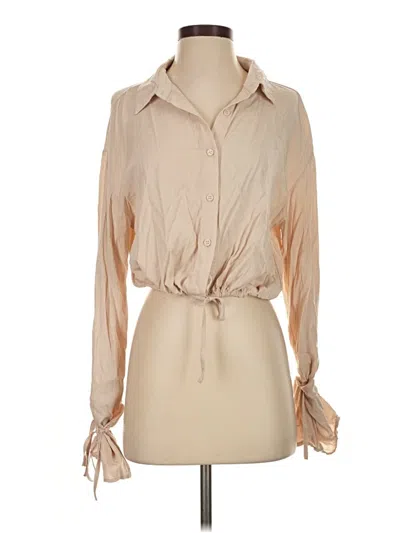 Pre-owned Showpo Long Sleeve Blouse In Tan