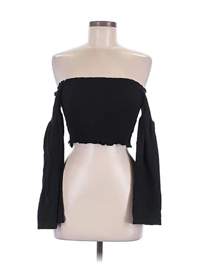 Pre-owned Showpo Long Sleeve Top Black Off The Shoulder Neckline Tops
