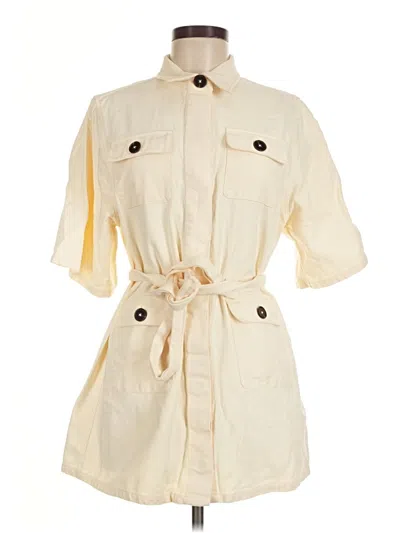 Pre-owned Showpo Short Sleeve Button Down Shirt In Ivory