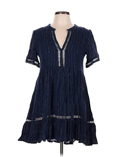 Pre-owned Showpo Short Sleeve Top Blue Plunge Neckline Tops