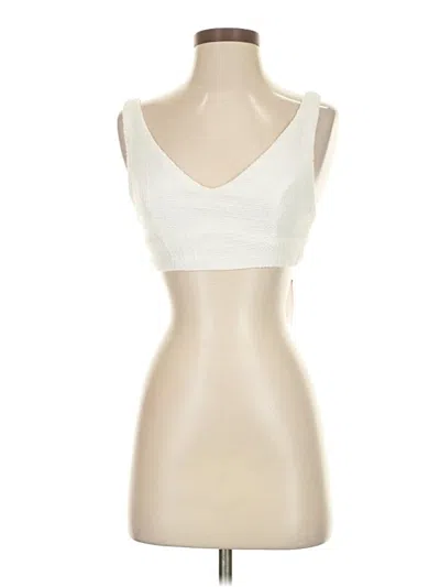 Pre-owned Showpo Sleeveless Top Ivory Tweed Pattern Sweetheart Neckline Tops