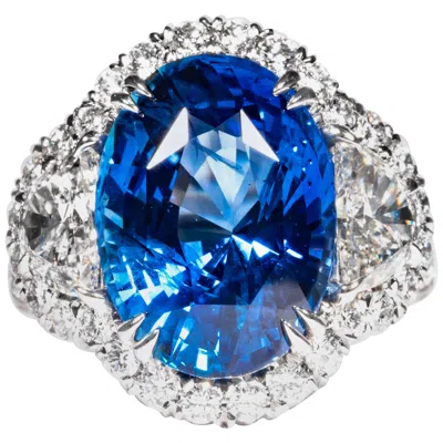 Pre-owned Shreve, Crump & Low 12.38 Carat Blue Sapphire Sapphire And Diamond Platinum Ring