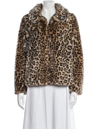 Pre-owned Shrimps Animal Print Faux Fur Jacket In Neutral