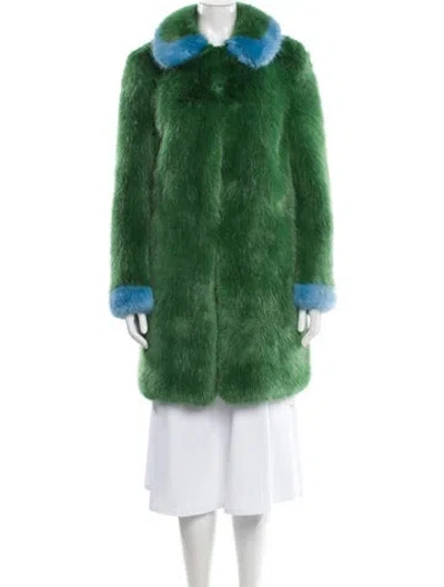 Pre-owned Shrimps Faux Fur Coat In Green