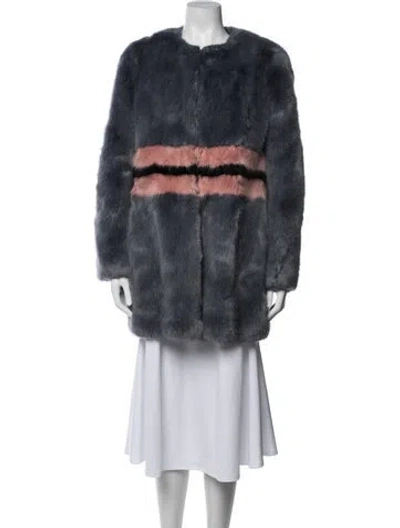Pre-owned Shrimps Faux Fur Colorblock Pattern Faux Fur Coat In Grey