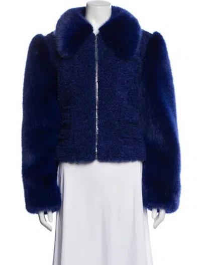 Pre-owned Shrimps Faux Fur Faux Fur Coat In Blue