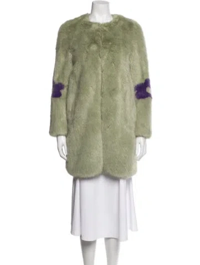 Pre-owned Shrimps Faux Fur Faux Fur Coat In Green