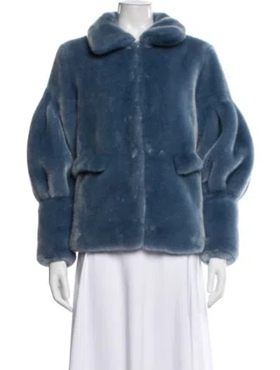 Pre-owned Shrimps Faux Fur Faux Fur Jacket In Blue