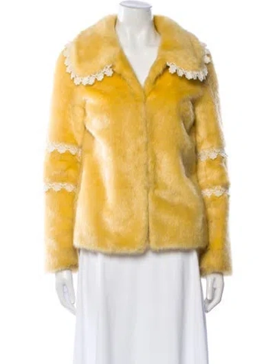 Pre-owned Shrimps Faux Fur Faux Fur Jacket In Yellow
