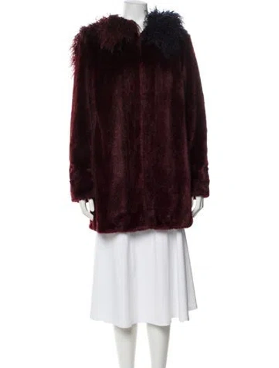 Pre-owned Shrimps Faux Fur Jacket In Burgundy