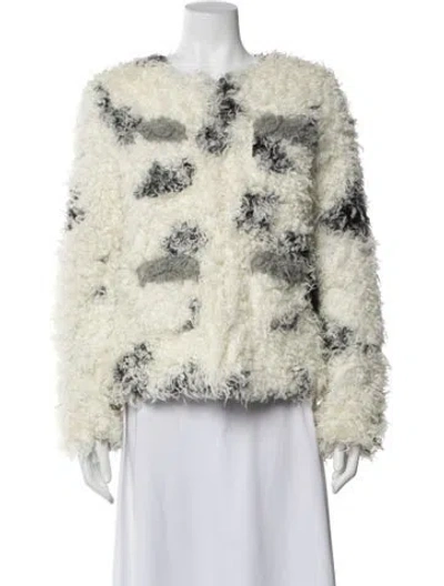 Pre-owned Shrimps Faux Fur Patterned Jacket In Multi