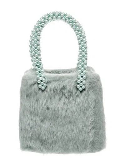 Pre-owned Shrimps Faux Fur Top Handle Bag In Blue