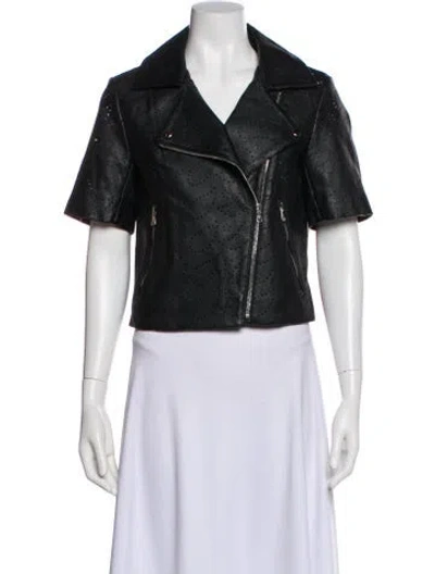 Pre-owned Shrimps Faux Leather Biker Jacket In Black