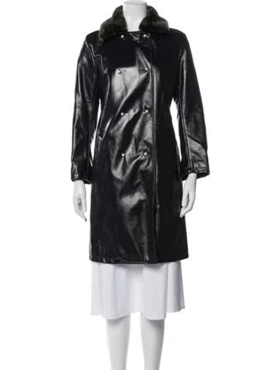Pre-owned Shrimps Faux Leather Coat In Black