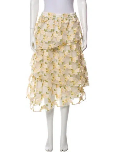 Pre-owned Shrimps Floral Print Midi Length Skirt In Neutral