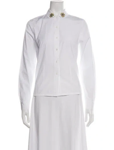 Pre-owned Shrimps Long Sleeve Top In White