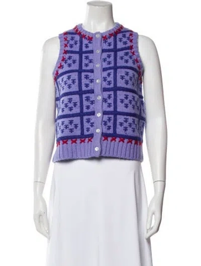 Pre-owned Shrimps Merino Wool Printed Sweater In Purple