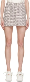 Shrimps Off-white Rocky Denim Miniskirt In Cream / Brown