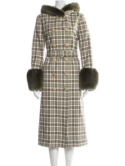 Pre-owned Shrimps Plaid Print Coat W/ Tags In Green