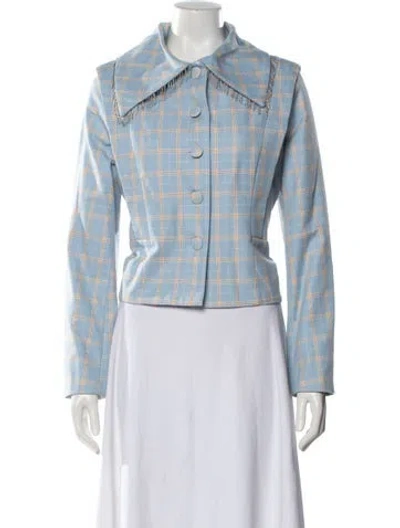 Pre-owned Shrimps Plaid Print Jacket W/ Tags In Blue