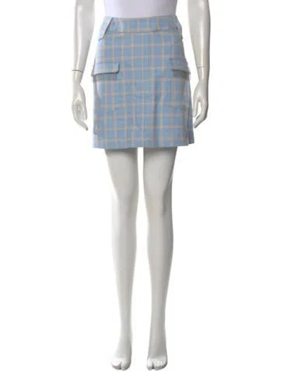 Pre-owned Shrimps Plaid Print Mini Skirt W/ Tags In Blue